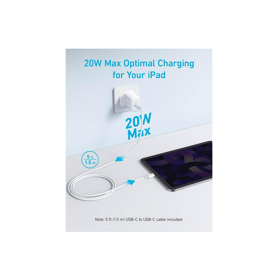 Anker USB C Plug 20W Ultra Fast Wall Charger With USB-C Cable - White in Qatar Anker USB C Plug 20W Ultra Fast Wall Charger With USB-C Cable - White in Qatar